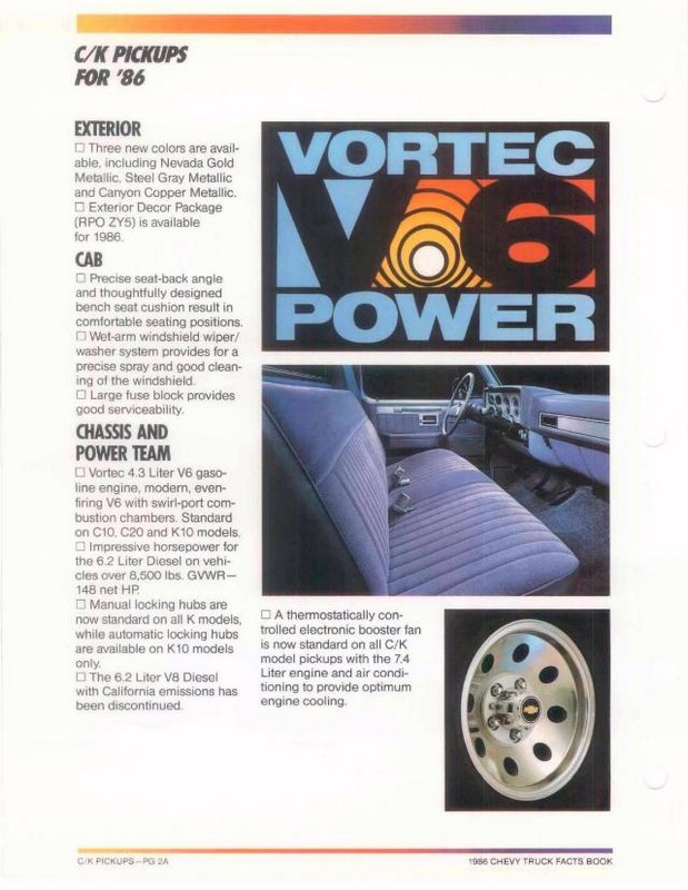 1986 Chevrolet Truck Facts Brochure Page 105